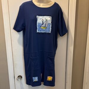 Needle & Thread Large s/s coverup beach dress nautical seashore 26-117-1